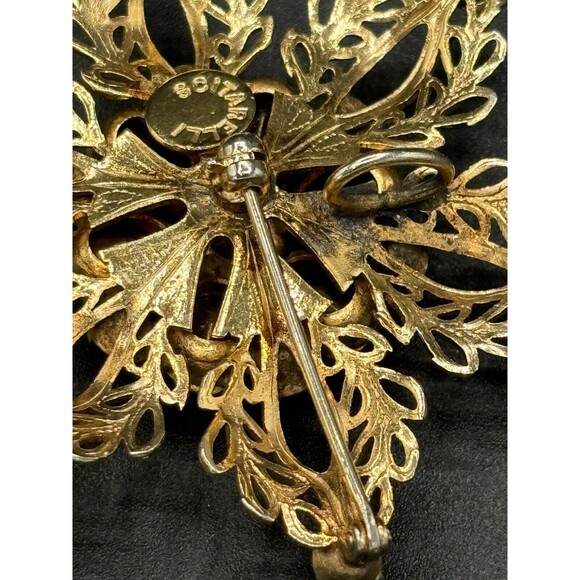 SCITARELLI Signed Vintage 1950s Rhinestone Gold Tone Pin Brooch or Pendant - Picture 2 of 5
